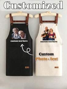 1pc Customized Family Kitchen Cooking Apron, Custom Print Apron - Personalized Cooking Apron, Custom Logo Apron, Chef Apron, Custom Name Apron, Gift For Bakers, BBQ Apron, Kitchen Apron, Modern Polyester Oil-Proof Apron, Black Kitchen Apron, Polyester Apron For Garden, Kitchen And Housework Perfect For Home, Restaurant, And Kitchen Cooking, Suitable For Mother's Day, Wedding Season, Graduation Season, Gifts For Family And Friends,Fall Decor