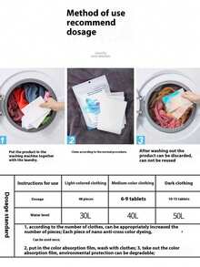 240/120片装洗衣吸色纸防染色洗衣片适用于洗衣机清洁衣物防染色纸 - 白色 - 查看 12