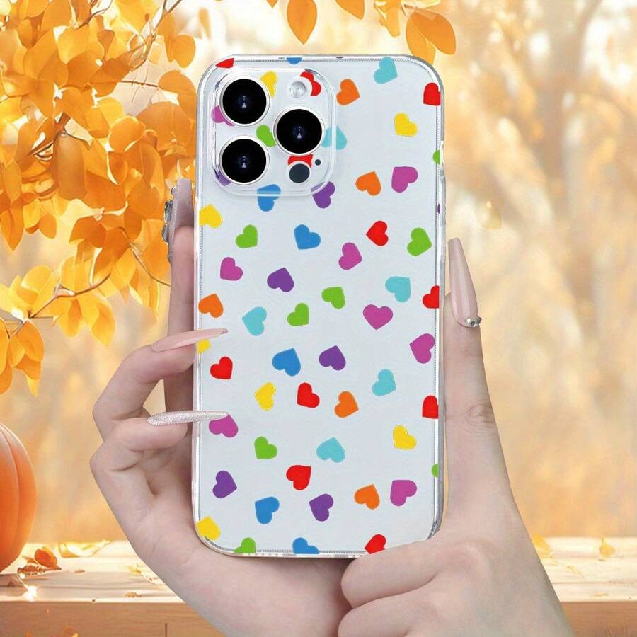 Apariencia de la caja del teléfono, compatible con CasAppearance, compatible con el teléfono Un teléfono con diseño enérgico y artístico en forma de corazón con lentes y apariencia de alta textura, compatible con varios modelos, incluidos 16, 15, 14, 13, 12, 11, XSMAX, Plus, Pro y Series - transparente - Ver 1