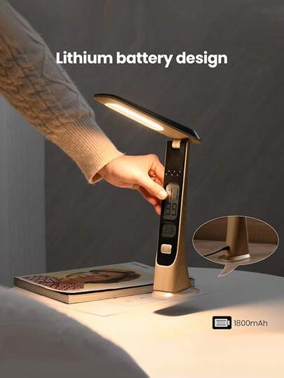 Lâmpadas recarregáveis, luminária de mesa sem fio, luminária de mesa portátil dobrável - Luzes LED operadas por bateria com brilho contínuo e visor de tempo para lâmpada de escritório, luminárias para livros, itens essenciais para dormitórios universitários
