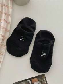 5pairs Women Sweet Bowknot Simple Boat Socks Invisible Socks - Multicolor - View 3