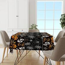 1 Stück Halloween Tischdecke - Kürbis Geist Schädel, farbenfrohe Mustergestaltung, geeignet für Küchendekoration, Partygeschenke und Raumdekoration, hervorragend für Zuhause oder Veranstaltungen, Esszimmertischdekoration