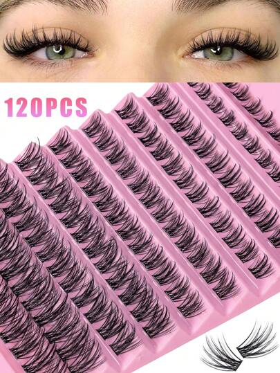 120 pestañas en racimo de mink falso natural y suave, extensión de pestañas individuales, herramientas de maquillaje