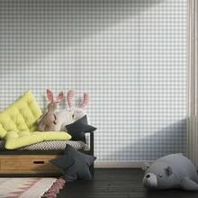 Paper and Wall 10 Meters Bedroom Wallpaper Decorative Self-Adhesive Vinyl Plaid Pink Stripe Children's Decoration Girl Feminine Modern Bedroom Living Room - 淺藍色 - 查看 4