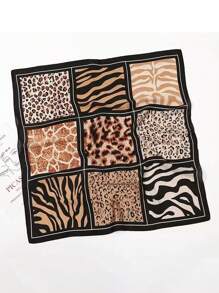 1 pezzo Nuovo foulard da donna in seta da 70cm con stampa leopardata, fascia per capelli, accessorio multifunzionale alla moda adatto per uso quotidiano