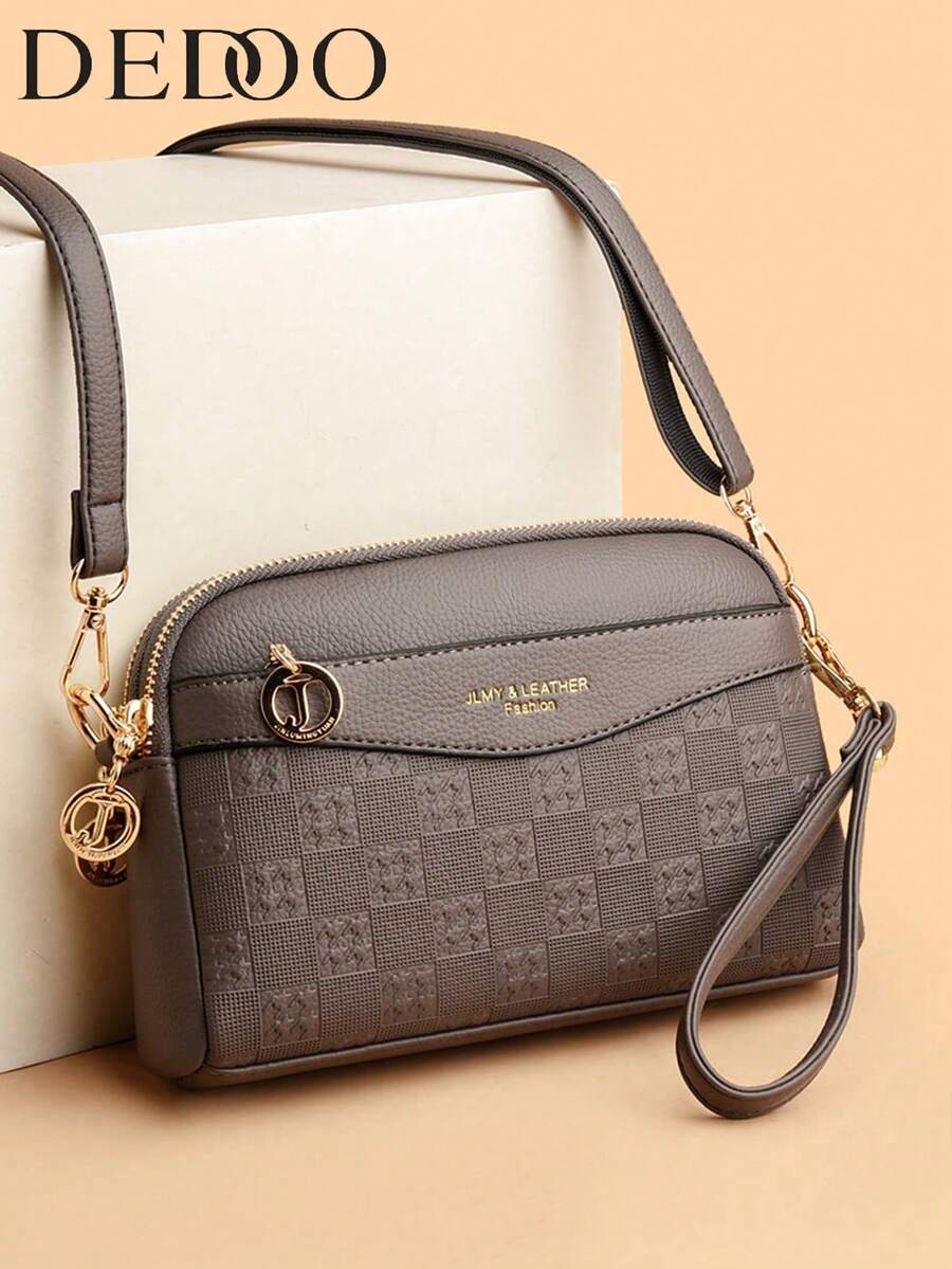 Dedoo Sac bandoulière vintage à motif gaufré de litchi, sac à épaule rétro en PU, sac polyvalent/portefeuille pour femmes