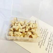 100 件木质图钉，木制图钉，Wowot 木质图钉，带钢钉，适用于软木板、地图、照片、家庭办公室手工项目、学校用品、返校 - 均碼 - 查看 8