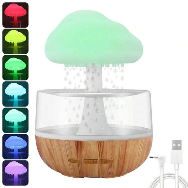 Cloud Rain Zen Mushroom Lamp, Colorful Gradient Diffuser For Aromatherapy, Mini Humidifier, Battery Capacity 1500mAh, Desk Fountain For Relaxation And Sleep Aid, Essential For Home Or Office.