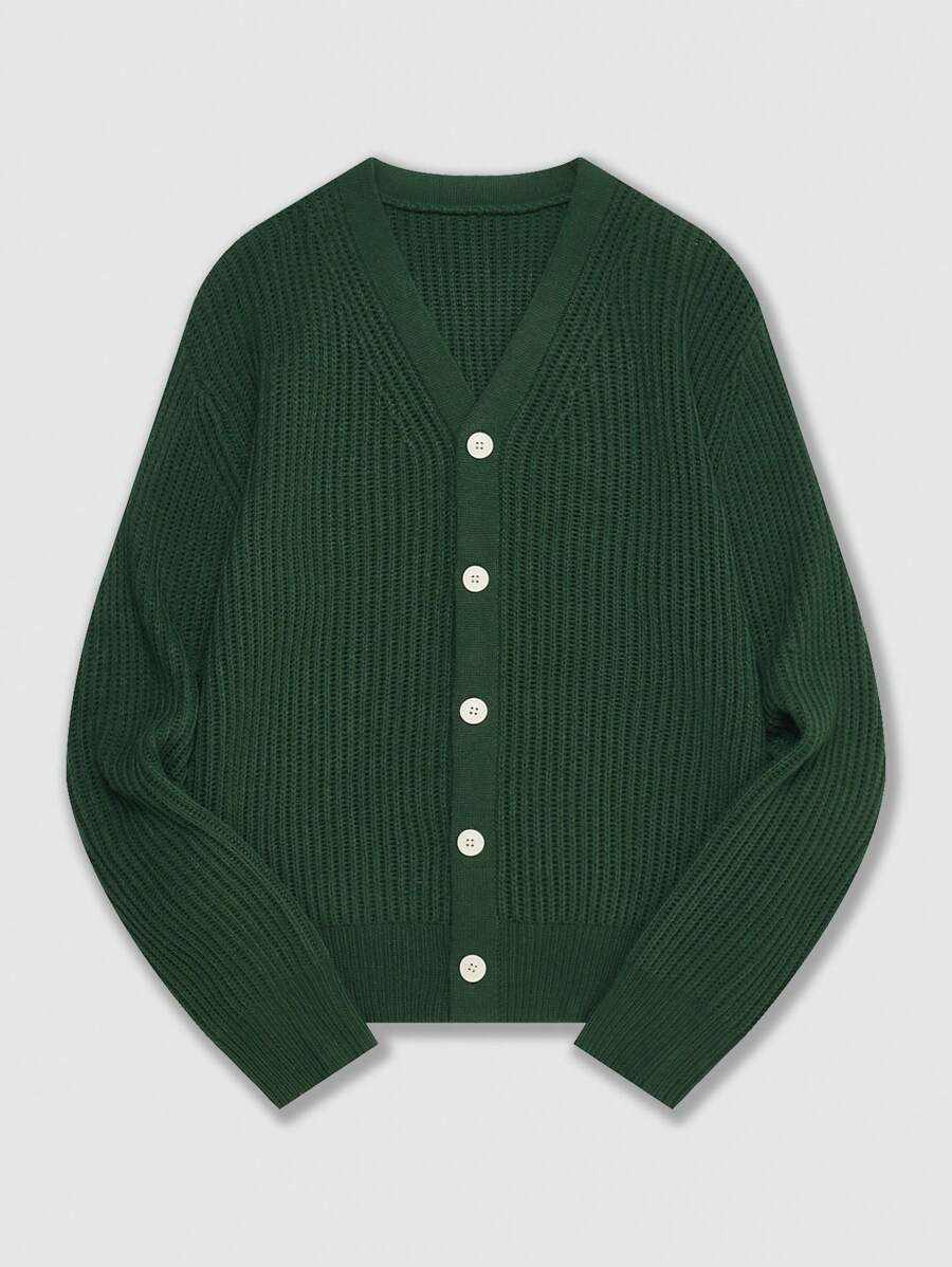 Men's Solid Color Long Sleeve Sweater With Button Decoration, Casual For Autumn/Winter