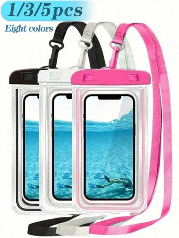 1/3/5pcs Universal Waterproof Bag, Waterproof Phone Case, Waterproof Phone Pouch, Holiday Essential, Swimming & Diving Waterproof Phone Cover, Beach Waterproof Phone Bag, Smartphone Waterproof Case For Swimming & Diving, Beach Waterproof Phone Bag (Random Color & Style)