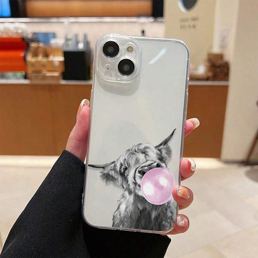 Funda transparente para teléfono con diseño de vaca, 11, 12, 13, 14, 15, 16 - Blanco - Ver 1