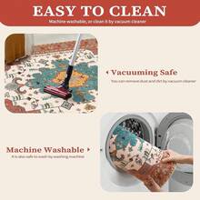 Runner Rug Hallways, 2'6x10' Washable Non Slip Kitchen Runner Rug, Long Boho Vintage Rust Hallway Stair Ultra Soft Print Floor Carpet Bedroom Bathroom Laundry Room, Home Decor - 復古橙 - 查看 4