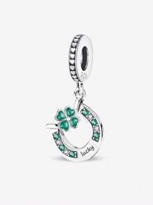 1Pc 925 Sterling Silver Fashionable Real Zirconia Lucky Charm Bead For Women Fit Bracelets Bangles DIY Jewelry Girlfriend Gift Fine Ladies Jewellery - Silver - View 15