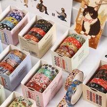 5 卷花卉印花和纸胶带，适用于 DIY、装饰、礼品包装、剪贴簿、规划师、派对装饰、学校用品、返校 - 彩色 - 查看 2