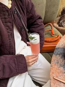 Women's Wine Red Quilted Padded Jacket Loose Fit Casual Zip Front Round Neck With Pockets Coat Fall Winter - Burgundy - View 8