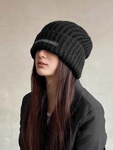 新款厚针织帽，宽松，男女通用，保暖，休闲，时尚，个性化，百搭，涤纶，无帽檐，秋冬 - 帽子 - 查看 4