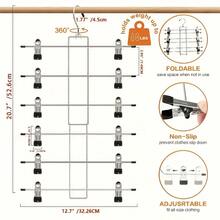 6-Tier Metal Pants Hanger With Clips - Space-Saving Wardrobe Organizer For Jeans, Scarves, And Skirts - Durable Painted Finish, Multi-Layer Storage Rack For Closet Organization, Compact Clothes Storage | Spacesaving Design | Metal Construction, Hangers For Clothes - Black - View 6