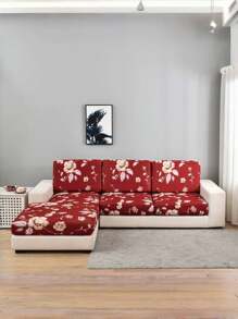 1 pièce Housse de coussin de siège de canapé décorative antidérapante en tissu de soie de lait, imprimés floraux et géométriques, convient pour les animaux de compagnie, toutes saisons