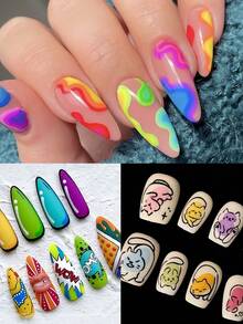 12支/套美甲笔，0.7毫米丙烯颜料笔，防水美甲马克笔，速干点彩笔和勾线笔，精准3D美甲马克笔，适合家庭和美甲沙龙DIY，细节丰富且持久耐用 - 彩色 - 查看 6