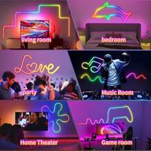 RGB Flexible Neon Light Strip, USB Powered With Remote Control, Multi-Color Switching, DIY For TV Backdrop, Living Room Decor, Gaming Room, Christmas & Halloween Decoration