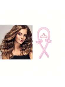Set de boucles sans chaleur en satin pour femmes, boucles sans chaleur pendant la nuit, tige bouclante sans chaleur, outil de coiffure pour boucles pendant le sommeil pour tous types de cheveux rose, kit de coiffure, kit d'outils pour cheveux, ensemble de coiffure, accessoires pour cheveux, outils de coiffure - Rose bonbon - Voir 3
