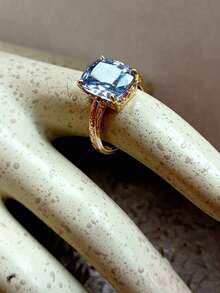 1pc Fashionable Cubic Zirconia Ring, Suitable As Women Wedding Engagement Valentine's Day Gift - Vàng - Xem 6