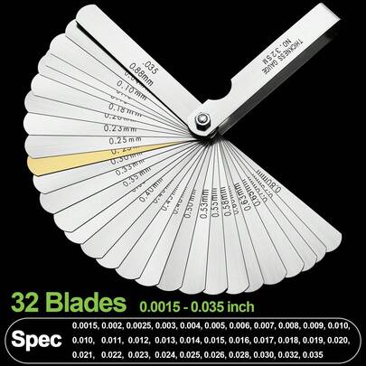 32-In-1 Metric 89A32 Scale Ruler, Portable Durable Stainless Steel Curved Scale Gauge, Feeler Gauge, Thickness Gauge, Radius Gauge, 32pcs Brass Shim, Metric & Imperial Feeler Gauge, High Precision Stainless Steel Feeler Gauge, Hole Gauge, Taper Gauge, 0-15mm Stainless Steel Inside Caliper, Wedge Gauge, Portable Student Learning Ruler, Compass, Feeler Gauge, Mechanical Repair Tools, Precision CNC Machining