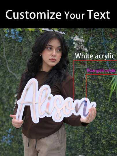 Letrero de acrílico personalizado con tu nombre, elige tu fuente - Decoración de sala de estar, decoración de fiesta, letrero de nombre de bebé, decoración de guardería, letrero dorado de espejo