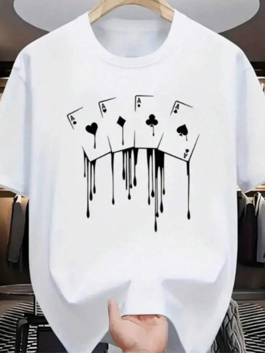 Playera de Hombre con estampado "Aces Sangrantes" - Blanco - Ver 1