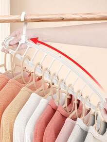 1pc Multi-Function 11-Hole Thickened Clothes Hanger Space-Saving Spiral Drying Rack Organizer For Home Bedroom Dorm Apartment Laundry Room Storage Solution Portable Wardrobe Hanger Stand Display Rack - Multicolor - View 4