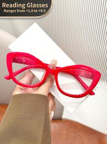 LiMiaoMiao 1 件女士猫眼复古老花镜，透明电脑放大镜，度数 +1.0 至 +4.0 - 透明 - 查看 35