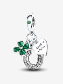 1Pc 925 Sterling Silver Fashionable Real Zirconia Lucky Charm Bead For Women Fit Bracelets Bangles DIY Jewelry Girlfriend Gift Fine Ladies Jewellery - Silver - View 14