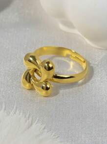 1 Peça Anel Elegante Banhado a Ouro em Aço Inoxidável, Decorado com Desenhos Florais, Laço, Coração e Treliça, Adequado para Uso Diário de Mulheres, Reuniões com Amigos