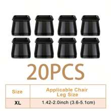 28/20 Square Chair Leg Protection Covers, Black Silicone Felt Furniture Chair Leg Pads, Suitable For Wooden And Tile Floors, Anti-Slip Furniture Leg Caps, Noise-Reducing And Silent Furniture Foot Covers (Multiple Sizes, Suitable For Chair Legs Of 1.3-5.5cm)