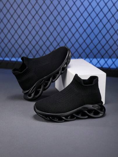 New Kids Mesh High-Top Lightweight Comfortable Sports Shoes, Soft Sole Anti-Slip Increased Height Casual Sneakers For Boys