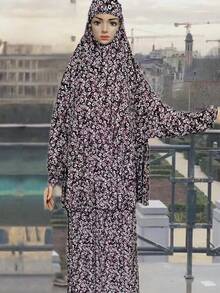 1 chiếc áo Abaya dài rộng có mũ trùm đầu và khăn trùm đầu dành cho nữ, thích hợp cho việc cầu nguyện, thể thao trong nhà/ngoài trời, khăn che mặt mềm mại cho nữ, phụ kiện cần thiết cho kỳ nghỉ và du lịch. - Nhiều màu - Xem 17