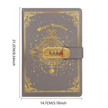 1 PU 密码锁笔记本，100 张/200 页，两种款式，金色/银色，学习用品，文具用品，办公用品 - A5 - 查看 7