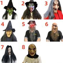 1pc Halloween Witch Horror Mask, Witch Long Hair Latex Hat Mask, Hat Performance Long Hair Old Witch Mask, Multiple Styles Available