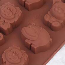 Molde De Silicone COM 8 ANIMAIS SAFARI 3 MODELOS De Grau Alimentar Antiaderente 3D Para Confeitaria/Chocolates/Doces/Bolo/Utensílio De Cozinha DIY - Chocolate - Visão 3