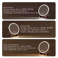 LED Makeup Mirror – Round Table, Bamboo Wood, White Light, USB Recharge - trắng - Xem 2