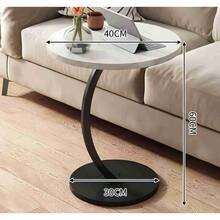 Decorative Side Table, Round Corner, Support Sofa Bed, Multipurpose - Blanco - Ver 3