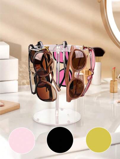 1 Giá đỡ kính xoay 360 độ, Giá đỡ kính râm bằng Acrylic trong suốt, Giá đỡ trưng bày kính mắt có thể tháo rời cho tủ quần áo, văn phòng, tủ quần áo, hộp đựng kính