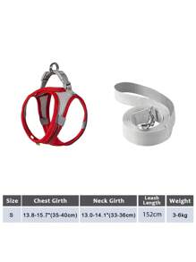 2pcs/Set Reflective Cat Dog Leash And Harness Set - Comfortable, Breathable Mesh Vest With Padded Nylon Lead For Small To Medium Breeds Pet Collars - No-Choke Design With Dual D-Ring