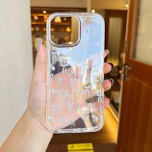 Funda para teléfono Linda Flor Arco Estilo universitario Estético Teléfono transparente 16, 15 14 13 12 11 Pro X XSMAX Teléfono transparente Cumpleaños Damas Hermana Chica adolescente Cosas de moda - transparente - Ver 3