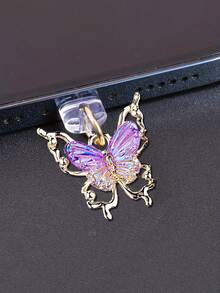 Nút chống bụi kim loại hình bướm chuyển màu, phụ kiện trang trí điện thoại chống bụi thiết kế quyến rũ - Nhiều màu - Xem 11