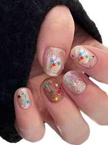 1Pc Colorful Five-Pointed Star Nail Glitter Sequins Mixed Laser Star Thin Slice Diy Nail Art Decorations Nail Supplies Nails Nail Charms Nail Gems