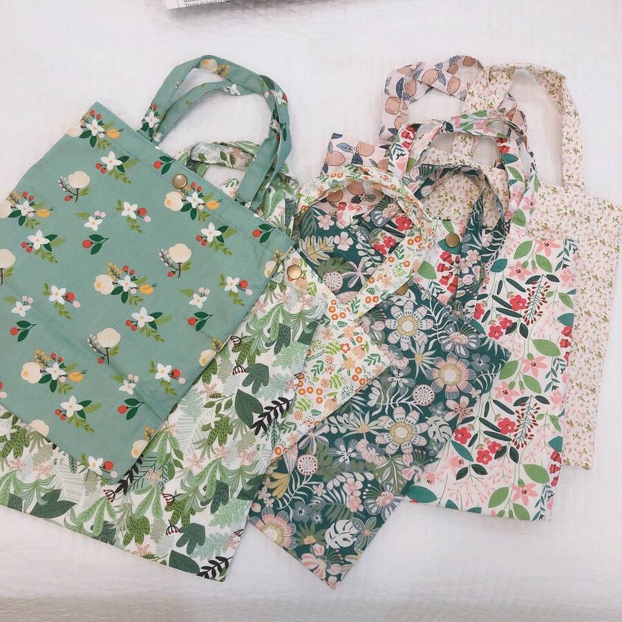 Women Tote Bags - 白底綠葉 - 查看 1