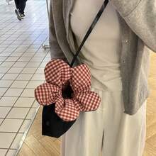 Women Shoulder Bags - 牛仔藍格花朵包 - 查看 4