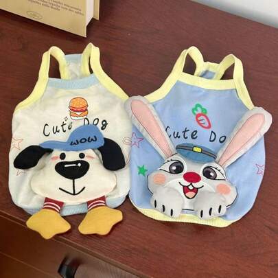 1ชิ้น เสื้อกั๊ก ลายการ์ตูน สุนัข แมว เบา ยืดหยุ่น ระบายอากาศได้ดี เสื้อผ้าสุนัข แมว สำหรับฤดูใบไม้ผลิ ฤดูร้อน ฤดูใบไม้ร่วง กระต่ายน่ารัก 3 มิติ ตกแต่งสุนัข เหมาะสำหรับแมว เทดดี้ พอมเมอเรเนียน สุนัขพันธุ์เล็ก