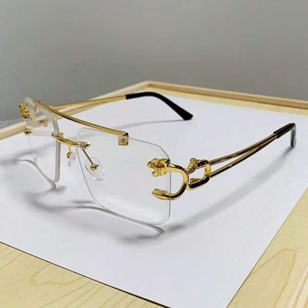 1pc Men's Fashionable & Stylish Leopard Print Double Bridge Aviator Sunglasses